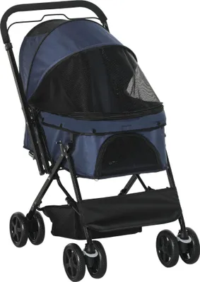 Produktbild von Haustierwagen Katzenbuggy Oxford Blau 76,5x52x95cm für kleine Hunde