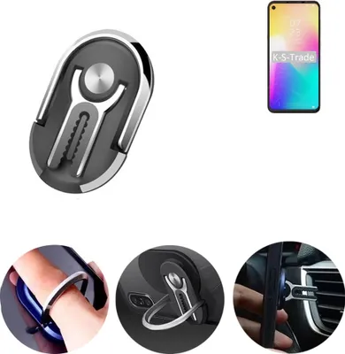 Produktbild von K-S-Trade 3in1 Smartphone-Ring Handy-Ring kompatibel mit HiSense U30 Fingerhalterung  Handyring Tischständer Lüftungsgitter-Halterung Tisch Ständer