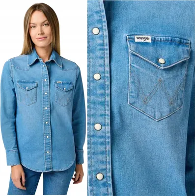 Produktbild von Wrangler WESTERN SHIRT Soft Earth Damen Denim Hemd REGULAR FIT XS