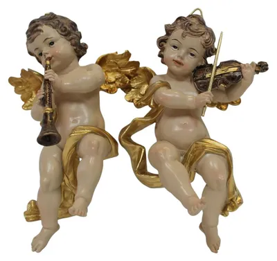 Produktbild von Musizierende Schutzengel Wandengel 2er Set 14 cm Polyresin Deko