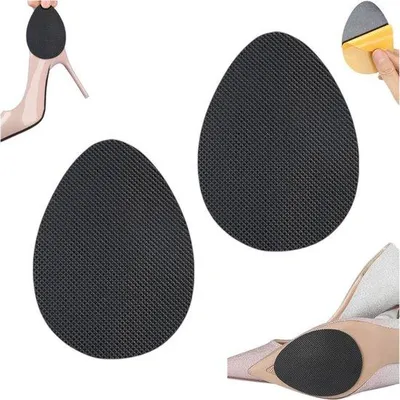 Produktbild von Antislipkussentjes für den hohen Absatz - Selbstklebende, geriffelte Kissen für die Fußsohle - Runder Lederzehen - Antislip-Schutzkissen für Hochhacken - Zwei Stück