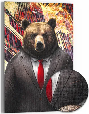 Produktbild von DEQOART Hybrid Leinwand Bild 60x90 cm 'Wilde Börsenwelten' Wandbild Glas flach modern