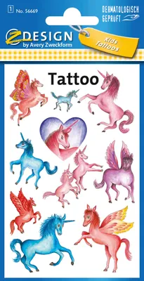 Immagine prodotto di Avery Zweckform® 56669 Z-Design 56669, tatuaggi per bambini, unicorni, 1 foglio/10 tatuaggi