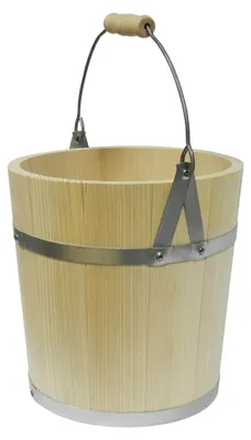Produktbild von Wooden World - Holzeimer mit Metallgriff - 5 Liter