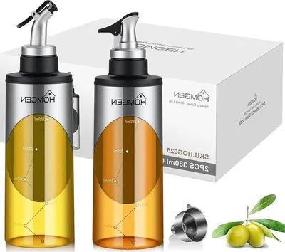 Immagine prodotto di Dispenser per olio d'oliva da 380 ml - Dispenser con misurino - Set con imbuto