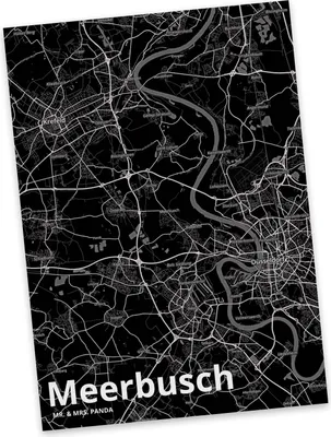 Produktbild von Mr. & Mrs. Panda Postkarte Meerbusch - Geschenk, Stadt Dorf Karte Landkarte Map Stadtplan, Grußkarte, Postkarten, Ansichtskarte, spruchkarte, Ansichtskarten