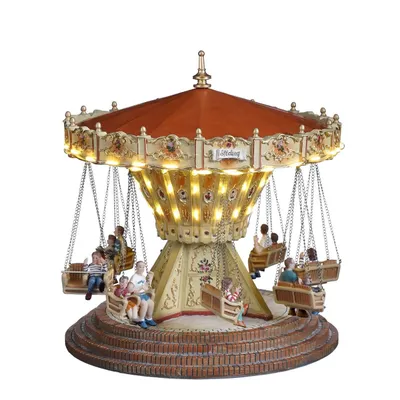 Produktbild von Jahrmarkt Karussell-Schaukel, winterliche Jahrmarktszene mit LED Beleuchtung, H 22,5 x Ø  22,5 cm