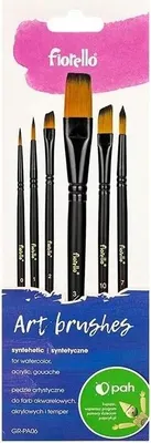Productafbeelding van Fiorello Kunstverf Penselen, nylon, set van 6 stuks. Geschikt voor acryl- en aquarelverf
