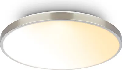 Immagine prodotto di Briloner COMPETO Lampada da soffitto a LED, dimmerabile, telecomando, regolazione temperatura colore CCT, paralume decorativo, nichel opaco, Ø38 x 6 cm