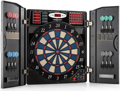 Obrázek produktu pro oneconcept Masterdarter, kovový design, terč na šipky, automat na šipky, měkký hrot, dvířka