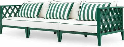 Produktbild von Casa Padrino Luxus Garten Sofa Grün / Weiß 275,5 cm - Outdoor Garten Möbel