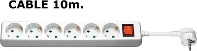 Produktbild von Microconnect GRU00610W, 10 m, Drinnen, Typ F, Typ F, Weiß, 6 AC-Ausgänge