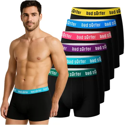 Immagine prodotto di Boxer Bad Surfer da uomo, cotone, colori misti, 6 pezzi, L - Onlywave!