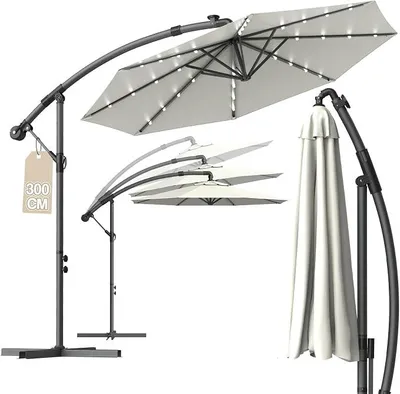 Imagen del producto de Sombrilla con base, sombrilla para pérgola, sombrilla de jardín con manivela, sombrilla para terraza con protección UV, resistente al viento e impermeable, sombrilla para puestos de mercado, giratoria 360°