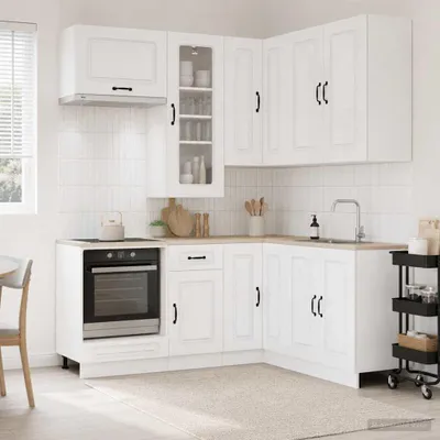 Produktbild von Kücheneinheit KALMAR 8 pcs Hochglanz Weiß Holzwerkstoff - Küchenschränke c2285