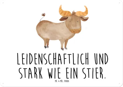 Produktbild von Mr. & Mrs. Panda tafel Sternzeichen Stier DIN A4 - Weiß - Geschenk, Rind, Türschild, Wandbild, Schild, Geburtstag Mai, Blechschild, wandtafel, Ochse