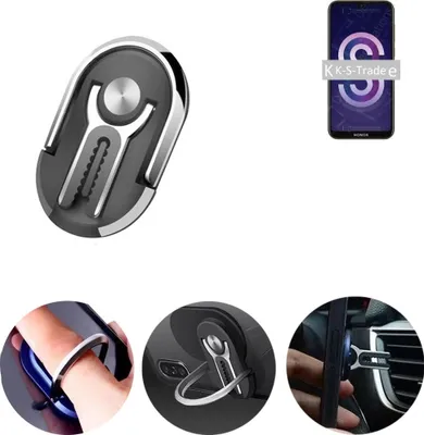 Produktbild von K-S-Trade 3in1 Smartphone-Ring Handy-Ring kompatibel mit Xiaomi Redmi Note 6 Pro Fingerhalterung  Handyring Tischständer Lüftungsgitter-Halterung