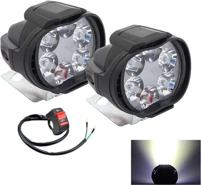 Imagen del producto de Kit de faros LED para motocicleta, que incluye 6 luces diurnas mini, luces de trabajo, interruptor y funciona sin baterías.