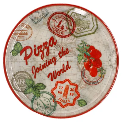 Zdjęcie produktu dla Talerz do pizzy Rome czerwony Ø 33 cm talerz do serwowania XL talerz porcelanowy duży talerz
