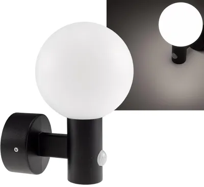 Zdjęcie produktu dla Lampa ścienna LED LAMU z czujnikiem PIR IP65 15W czarna 4000k / neutralna biel