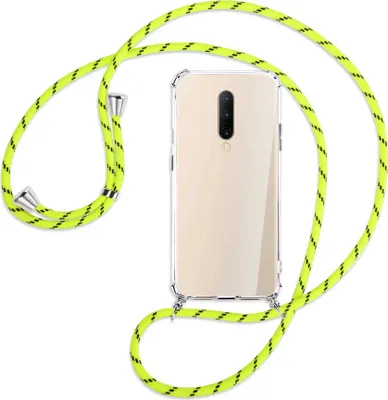 Produktbild von Handykette Backcover-Schutzhülle mit Band (Metall silberfarben) für OnePlus 7 Pro - neongelb