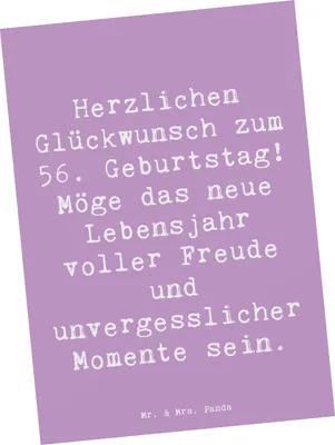 Produktbild von Mr. & Mrs. Panda Postkarte Spruch 56. Geburtstag Freude - Lavendeltraum - Geschenk, Geburtstagsgeschenk, Ansichtskarten, Happy Birthday, einzelkarte, Postkarten, Liebe