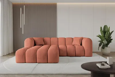 Produktbild von ALTDECOR Ecksofa in L-Form OLEA-L1 - 231x173x74 cm Apricot - Corner Sofa Bett Eckcouch Couch Wohnlandschaft Cauchsofa