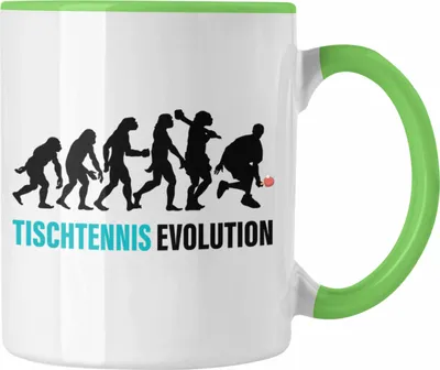 Produktbild von Trendation - Tischtennis Evolution Tasse Geschenk Tischtennisspieler Geschenkidee Lustig für Männer Tischtennis Zubehör (Grün)
