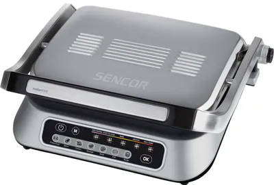 Obrázok produktu pre SENCOR SBG 6031SS Inteligentný kontaktný gril, 8 programov, odnímateľné grilovacie dosky s integrovanou ohrievacou špirálou a senzormi na meranie hrúbky, 3 pracovné polohy, 2 100 W