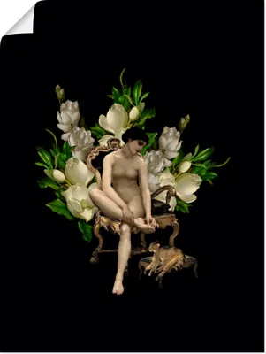 Produktbild von ARTland Poster Venus mit Katze und Magnolien Größe: 90x120 cm