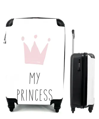 Produktbild von MuchoWow® Koffer Handgepäck Trolley Rollkoffer Kleine Reisekoffer mit 4 Rollen - Illustration mit dem Zitat "My princess" und einer rosa Krone - Cabin Size < 55x40x23 cm & 55x40x20 cm - Fotokoffer - Kabinenkoffer - Boardgepäck - Reise-Box - Reisekoffer - Reisegepäck - Koffer mit Bild - Trolley für Kinder