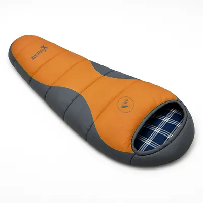 Immagine prodotto di HikeMeister ® Outdoor mummy sleeping bag - Sacco a pelo da 220 cm fino a -5° C - Sacco a pelo compatto per il campeggio, l'escursionismo e l'alpinismo - Sacco a pelo ultraleggero di dimensioni ridotte, colore:Arancione