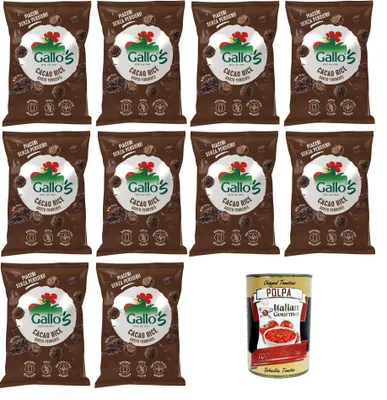 Produktbild von Riso Gallo Riso Cacao Rices Gallos con riso neroal gusto Fondente,Gallo Rice Kakaoreis Gallos Reis mit dunklem schwarzem Reis 10x30gr + Italian Gourmet Polpa di Pomodoro 400g Dose