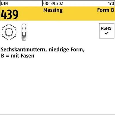 Produktbild von Reyher  Sechskantmuttern DIN 439 Messing BM 10 Ms (100 Stück)