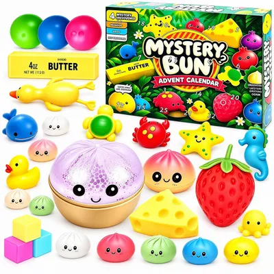 Produktbild von Squishy Dumplings Buns Adventskalender,Weihnachtskalender 24 Tage mit Anti-Stress Spielzeug,Weiches Sammelfiguren,Squeeze Toy für Kinder Frauen Männer
