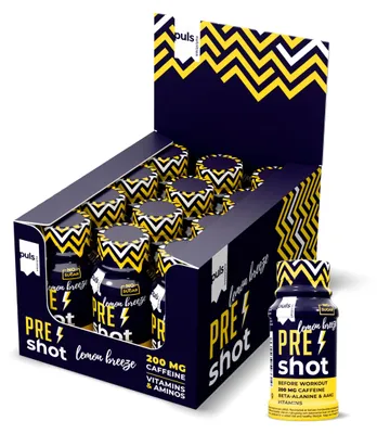 Produktbild von PULS Pre Workout Shot Lemon Breeze 60 ml – Booster mit 200 mg Koffein, Beta-Alanine, Arginine AKG & B-Vitamine
