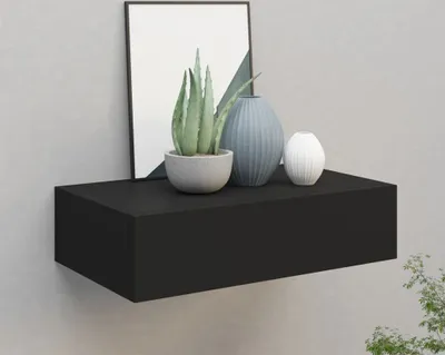 Produktbild von vidaXL Wandregal mit Schublade Schwarz 40x23,5x10 cm MDF
