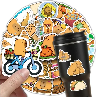 Produktbild von Capybara-Aufkleber-Set, 50 bunte Aufkleber, zum Basteln für Kinder