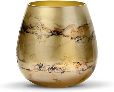 Produktbild von Blumenvase 21 cm, mundgekauftes Glas, Marmoroptik, für Wohnzimmer