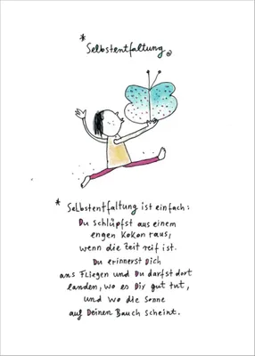 Produktbild von Postkarte Karindrawings "Selbstentfaltung ist einfach ..."