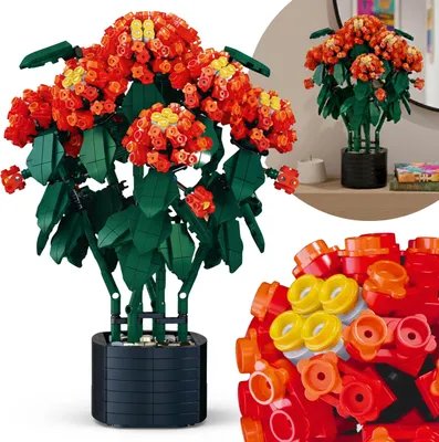 Produktbild von Bausteine Gewöhnliche Lantana, KOMPATIBEL MIT LEGO, BLUMEN im Topf, DIY-SET, 1814 Teile 6+