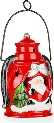 Zdjęcie produktu dla Figurka dekoracyjna Ojciec Gwiazdka 8,3 x 16 x 8,5 cm czerwona ceramiczna biała