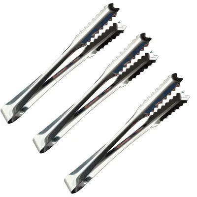 3 Mini Küchenzangen 15,4 cm Edelstahl Silber für Buffet