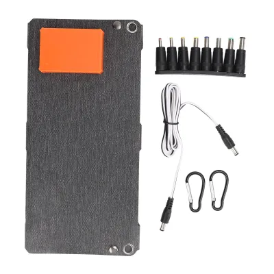 Obrázok produktu pre Skladací solárny panel, 80 W, monokryštalický, prenosný, 12 V, 5 V, rýchle nabíjanie, QC, dvojitý USB výstup pre kempovanie, karavan, rybárčenie