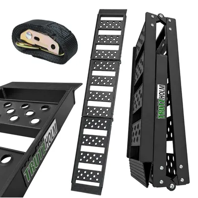 Produktbild von TRUTZHOLM 1x Auffahrrampe Alu 2-fach klappbar 199 cm Traglast 340 kg Verladerampe gelocht schwarz
