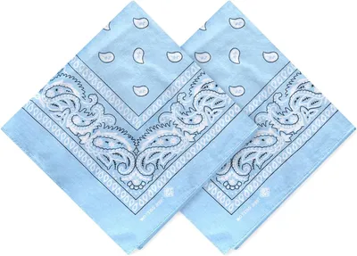 Productafbeelding van 2 Stuks Zachte Lichtblauwe Bandana Sjaal - 100% Katoen Uni