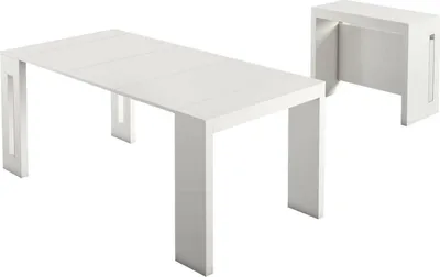 Produktbild von Ausziehbarer Tisch Detound, Ausziehbarer Esstisch, Mehrzweckkonsole mit ErWeißerungen, 100%  Italy, 186x80h76 cm, Weiß