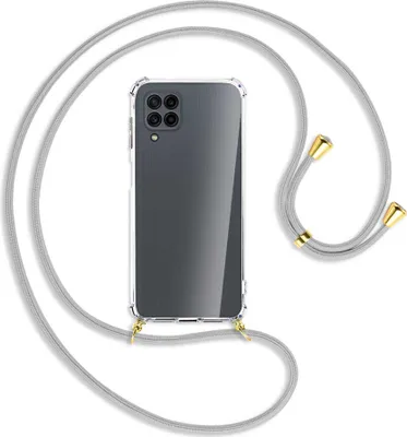 Produktbild von Handykette Backcover-Schutzhülle mit Band (Metall goldfarben) für Samsung Galaxy M32 (M325) - silbergrau