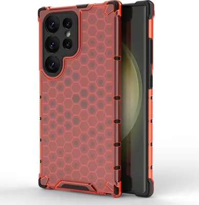 Produktbild von Mobigear Honeycomb  Samsung Galaxy S24 Ultra Hülle Hardcase Backcover Stoßfest - Rot