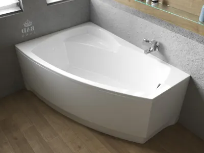 Produktbild von BADLAND Eckbadewanne Badewanne Frida LINKS 150x90 mit Acrylschürze, Füßen und Ablaufgarnitur GRATIS